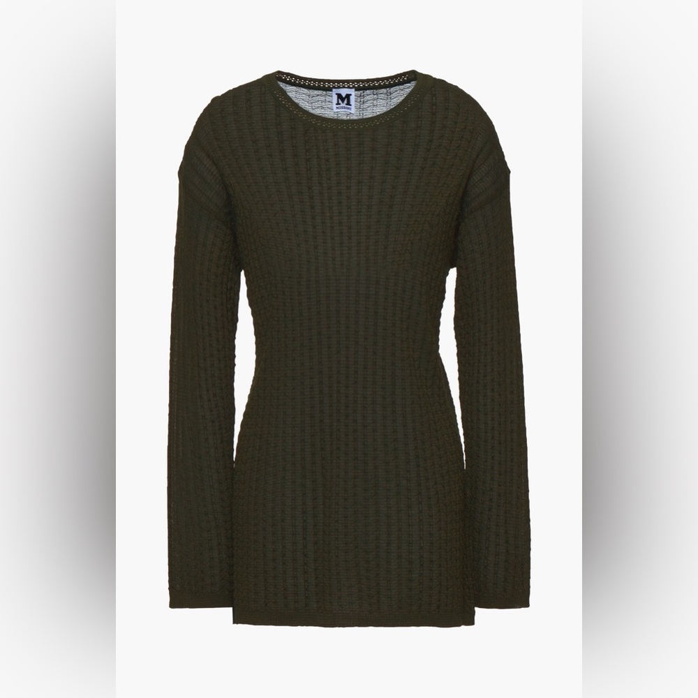 NWT M MISSONI Sweater, Wool Blend Green Chevron Ribbed Knit , IT42 US6 M
